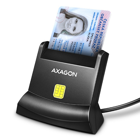 BAZAR - AXAGON CRE-SM4N, USB-A StandReader čtečka kontaktních karet Smart card (eObčanka), kabel 1.3m - Poškozený obal (