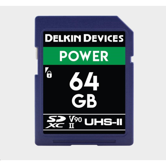 Delkin SD Power 2000X UHS-II U3 (V90) R300/W250 64GB Delkin SD Power 2000X UHS-II U3 (V90) R300/W250 64GB