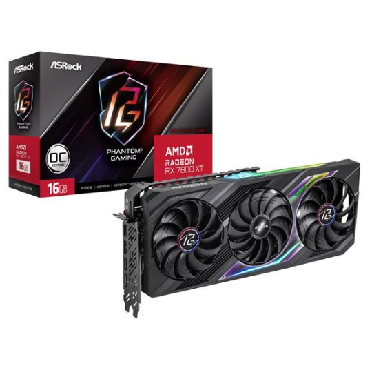 BAZAR - ASRock VGA AMD Radeon RX 7800 XT Phantom Gaming 16GB OC, RX 7800 XT, 16GB GDDR6, 3xDP, 1xHDMI - Po opravě (Bez p