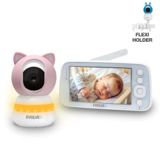 EVOLVEO Baby Monitor N5, Set videochůvičky s 360° dohledem, obousměrnou komunikací a ukolébavkami, růžová