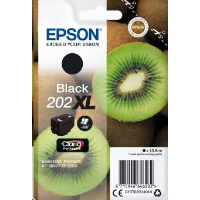 EPSON ink čer Singlepack "Kiwi" Black 202XL Claria Premium Ink 13,8 ml