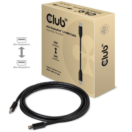 Club3D Kabel mini DisplayPort 1.4 HBR3 8K60Hz (M/M), 2m, 34 AWG