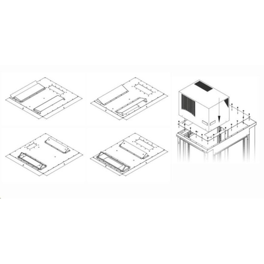 Montážna redukcia TRITON pre klimatizačné jednotky X3 a X4 pre rozvádzač so šírkou 800 x 800 mm, sivá