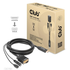 Club3D kábel HDMI na VGA, M/M, 28AWG, 2 m