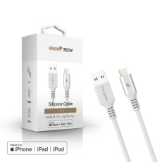 RhinoTech LITE MFi kabel s nylonovým opletem USB-A na Lightning 1.2m stříbrná RhinoTech LITE MFi kabel s nylonovým opletem USB-A na Lightning 1.2m stříbrná