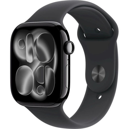 Apple Watch Series 11 GPS + Cellular 46mm Jet Black Aluminium Case with Black Sport Band - S/M