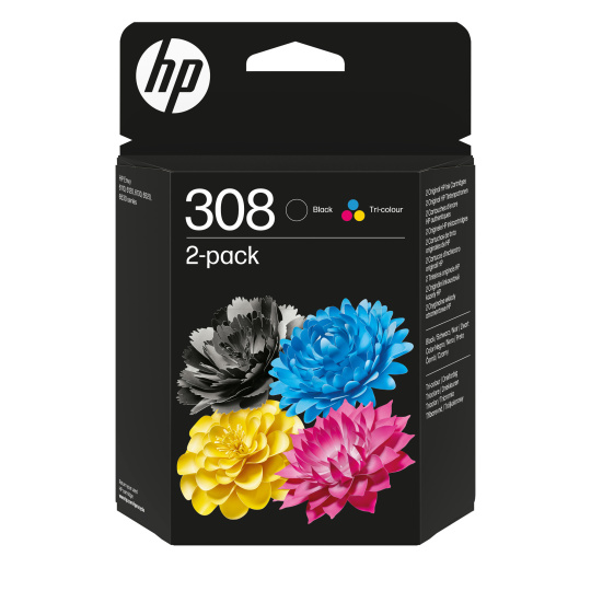 HP 308 2-Pack Tri-color/Black Original Ink Cartridge (120 / 160 pages)
