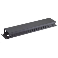 19" vyvazovací panel 2U, celokovový s krytem 90x45mm, průchozí, černý 19" vyvazovací panel 2U, celokovový s krytem 90x45mm, průchozí, černý