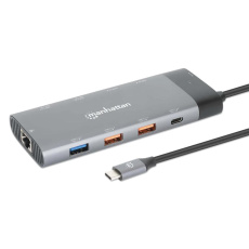 MANHATTAN Dokovací stanice USB-C 10v1, 2xHDMI, USB-C 3.1, USB-C PD 100W, 2xUSB-A 3.1, 3xUSB-A 3.0, RJ45 MANHATTAN Dokovací stanice USB-C 10v1, 2xHDMI, USB-C 3.1, USB-C PD 100W, 2xUSB-A 3.1, 3xUSB-A 3.0, RJ45
