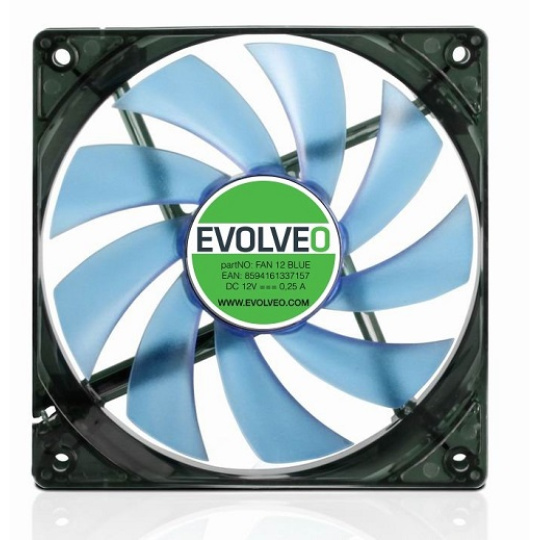 EVOLVEO 12L1BL ventilátor 120mm, 4 LED modré, 3pin