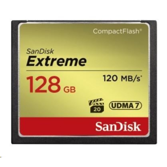 SanDisk Compact Flash karta 128 GB Extreme (R:120/W:85 MB/s UDMA7)