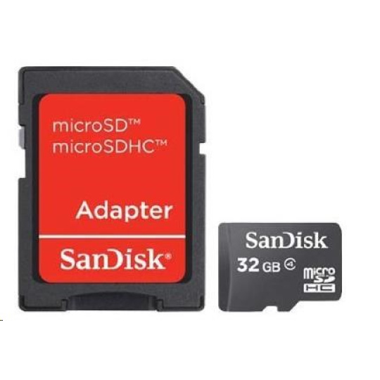 Karta SanDisk MicroSDHC 32 GB (Class 4) + adaptér