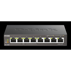 D-Link DGS-1008P 8-portový gigabitový stolový prepínač, 4 porty PoE+, rozpočet PoE 68 W