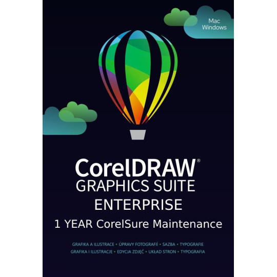 CorelDRAW Graphics Suite Perpetual Edu 1Y CorelSure Maintenance (51-250) (Windows / MAC) EN/DE/FR/BR/ES/IT/NL/CZ/PL