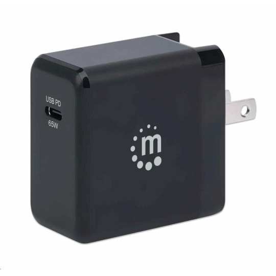 Nabíjačka Manhattan - 65 W, USB-C Power Delivery (PD), vymeniteľné zástrčky pre USA, EÚ a Veľkú Britániu, čierna