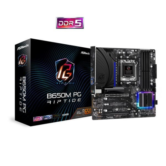 ASRock MB Sc AM5 B650M PG Riptide, AMD B650, 4xDDR5, 1xDP, 1xHDMI, mATX