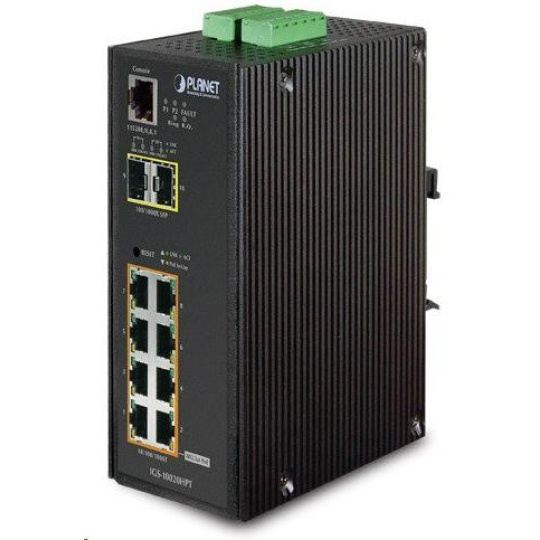 Planet IGS-10020HPT PoE switch 8x 1000Base-T, 2x SFP, 802.3at 270W, IP30, -40 až 75°C, SNMP, IGMPv3, IPv6