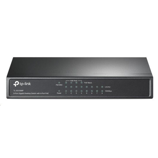 TP-Link switch TL-SG1008P (8xGbE, 4xPoE+, 64W, fanless)