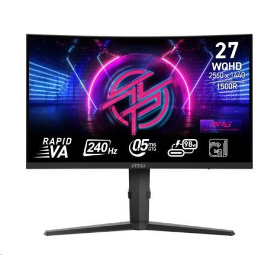MSI LCD MPG 275CQRXF, 27", 2560x1440, Rapid VA, 240Hz, 0,5ms, VESA 75x75, Black MSI LCD MPG 275CQRXF, 27", 2560x1440, Rapid VA, 240Hz, 0,5ms, VESA 75x75, Black