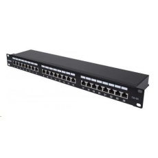 Intellinet Patch panel 24 portov Cat6A, tienený FTP, čierny Intellinet Patch panel 24 portov Cat6A, tienený FTP, čierny