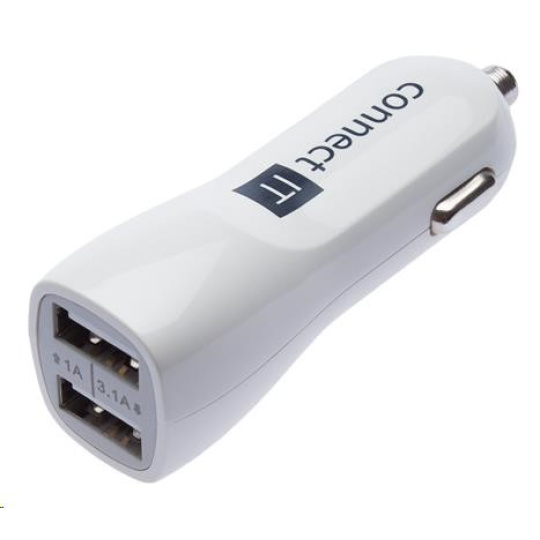 CONNECT IT USB PREMIUM nabíječka univerzální do auta (2x USB 3,1A a 1A), bílá