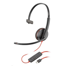 Poly Blackwire 3210 náhlavní souprava, USB-C/A adaptér, mono (bulk), červený kabel Poly Blackwire 3210 náhlavní souprava, USB-C/A adaptér, mono (bulk), červený kabel