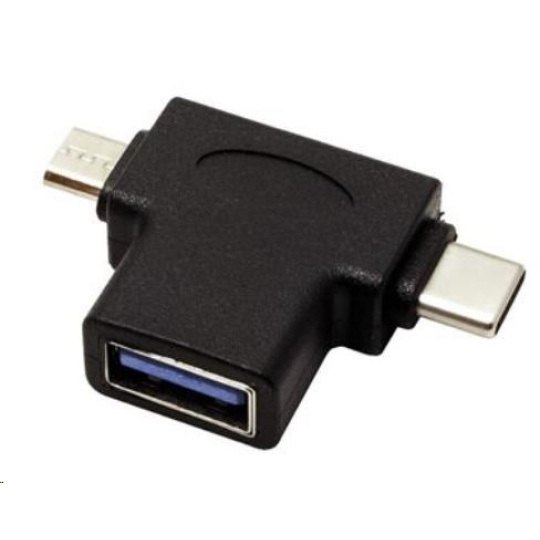 Adaptér USB3.0 samica na dva konektory USB 3.1 C/male + micro USB B/male