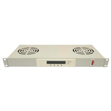 LEXI-Net 19" ventilační jednotka 1U, 2 ventilátory, LCD, digitální termostat, hloubka 200mm, šedá