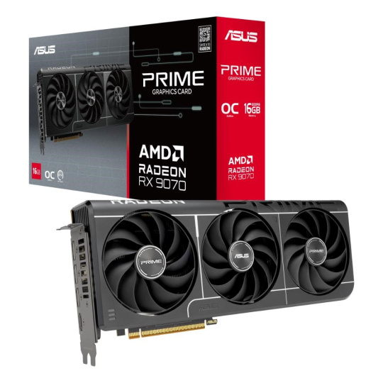 ASUS VGA AMD Radeon RX 9070 PRIME OC EVO 16GB, RX 9070, 16GB GDDR6, 3xDP, 1xHDMI