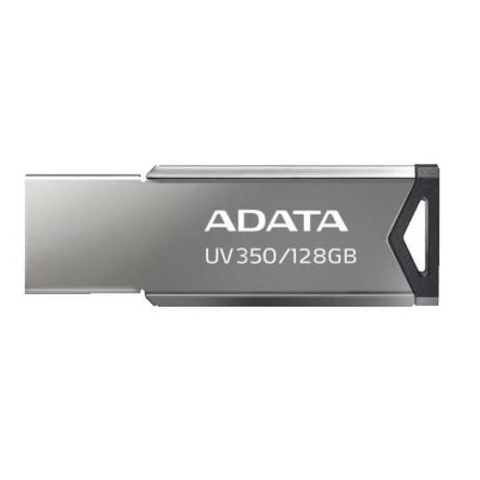 ADATA Flash Disk 128GB UV350, USB 3.2 Dash Drive, tmavě stříbrná textura kov