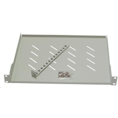 LEXI-Net 19" police s perforací 1U/650mm, nosnost 45kg, zadní nastavitelný úchyt, šedá