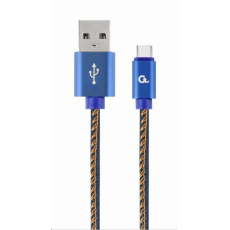 GEMBIRD CABLEXPERT USB 2.0 Kábel AM na typ C (AM/CM), 1 m, opletený, džínsy, blister, PREMIUM KVALITA GEMBIRD CABLEXPERT USB 2.0 Kábel AM na typ C (AM/CM), 1 m, opletený, džínsy, blister, PREMIUM KVALITA
