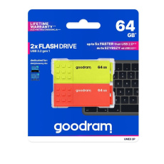 GOODRAM Flash Disk 2x64GB UME3, USB 3.0, žlutá, oranžová