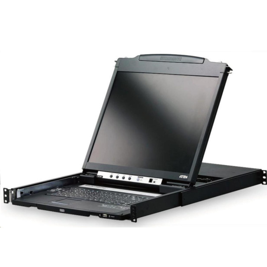 ATEN dual rail console, 19" LCD, rack 19", klávesnice, touchpad