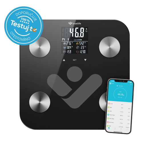 TrueLife FitScale W6 BT - Bioelektrická impedanční bluetooth váha - černá - Poškozený obal (Komplet)