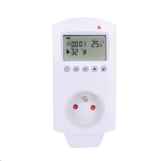 Solight termostaticky spínaná zásuvka, zásuvkový termostat, 230V/16A, režim vytápění nebo chlazení, různé teplotní režim Solight termostaticky spínaná zásuvka, zásuvkový termostat, 230V/16A, režim vytápění nebo chlazení, různé teplotní režim