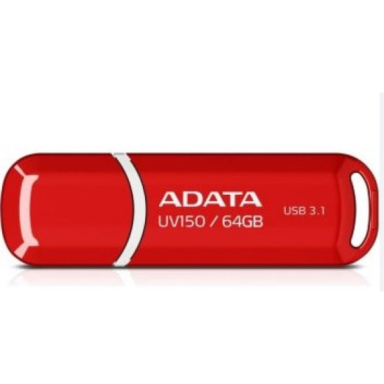 ADATA Flash Disk 64GB UV150, USB 3.1 disk Dash Drive (R:90/W:20 MB/s) červený