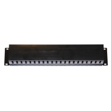 19" vyvazovací panel 2U, kovový s plastovým krytem, 90x45mm, průchozí, černý 19" vyvazovací panel 2U, kovový s plastovým krytem, 90x45mm, průchozí, černý