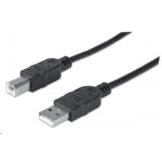 MANHATTAN vysokorýchlostný kábel USB pre zariadenia, samec typu A / samec typu B, 5 m (3 ft.), Čierna MANHATTAN vysokorýchlostný kábel USB pre zariadenia, samec typu A / samec typu B, 5 m (3 ft.), Čierna