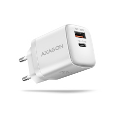 AXAGON ACU-PQ30W Sil nabíjačka 30W, 2x port (USB-A + USB-C), PD3.0/PPS/QC4+/SFC/AFC/Apple, biela