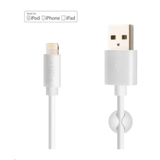 Pevný dátový a nabíjací kábel, USB-A -> Lightning (MFI), 20 W, dĺžka 1 m, biely
