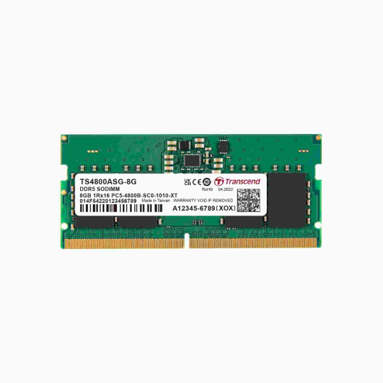 TRANSCEND SODIMM DDR5 8GB 4800MHz JM 1Rx16 1Gx16 CL40 1.1V