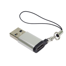 PremiumCord Adaptér USB3.0 A male - USB-C Female, stříbrná s očkem na zavěšení PremiumCord Adaptér USB3.0 A male - USB-C Female, stříbrná s očkem na zavěšení