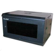 XtendLan 19" nástěnný rozvaděč 6U 600x600, nosnost 60 kg, skleněné kouřové dveře, svařovaný, černý XtendLan 19" nástěnný rozvaděč 6U 600x600, nosnost 60 kg, skleněné kouřové dveře, svařovaný, černý
