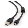 Kábel USB GEMBIRD 2.0 A-Mini B (5pin) kábel, HQ s feritovým jadrom, 1,8 m, čierny