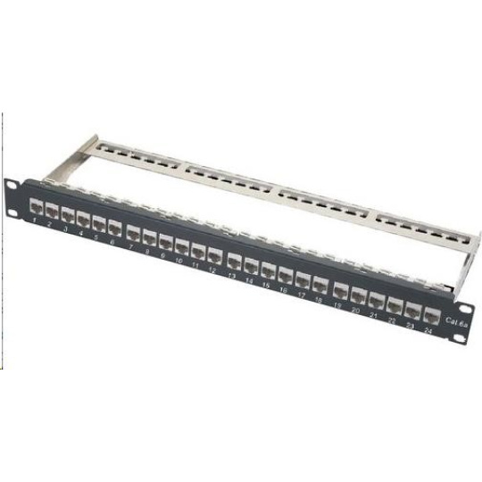XtendLan Patch panel, 19'', 24 portů, vyjmutelné keystone, Cat6a, stíněný XtendLan Patch panel, 19'', 24 portů, vyjmutelné keystone, Cat6a, stíněný