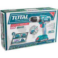 Total TIDLI2002E vrtací šroubovák aku s příklepem, 20V Li-ion (2x), 2000mAh, v tašce, sada 50ks Total TIDLI2002E vrtací šroubovák aku s příklepem, 20V Li-ion (2x), 2000mAh, v tašce, sada 50ks