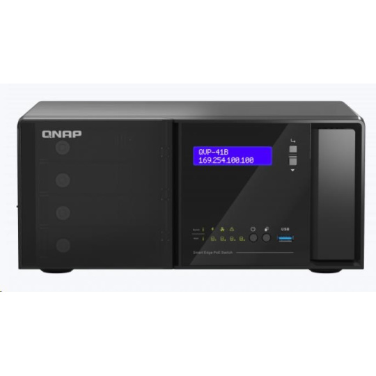 QNAP QVP-41B-8G-P (2C/J4125/2,0GHz/8GBRAM/4xSATA/2xM.2/3xUSB3.2/2xHDMI/16xGbE/2xGbE/SFPcombo/16xPoE+/140W)