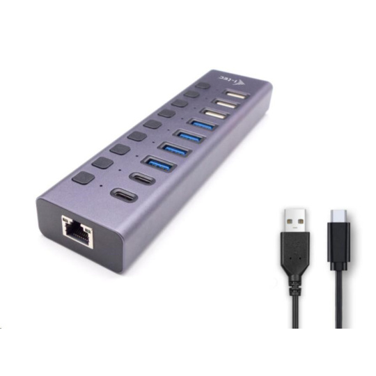 i-tec USB 3.0/USB-C nabíjecí HUB 9port LAN + Power Adapter 60 W