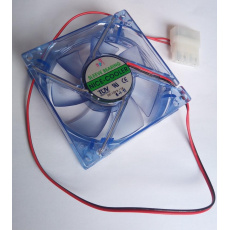 EUROCASE ventilátor 80mm, 12V/0,17A, prosvětlený modrý (molex) EUROCASE ventilátor 80mm, 12V/0,17A, prosvětlený modrý (molex)